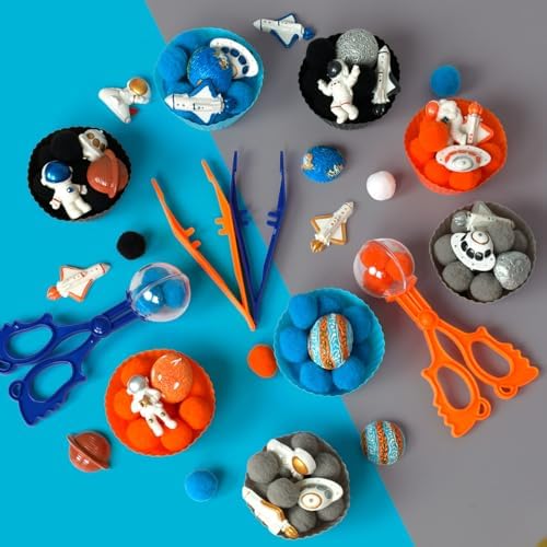 133 Pcs Space Sensory Bin Items Astronaut Counting Sorting Sensory Bin Filler Fine Motor Galaxy Counts for Easter Day Spring Summer Sorting Counting Decor - Image 3