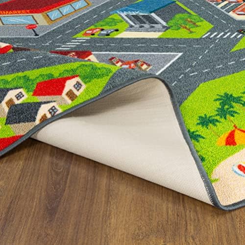 KC Cubs: Educational Rug: City Streets Road Map - 5x7' Playmat - Interactive Toy Car Route, Activity Area Carpet, Bedroom-Classroom, Baby-Toddler-Kids - Image 4