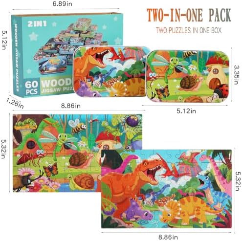 Puzzles for Kids Ages 4-6, 60 Pieces Puzzles for Kids Ages 3-5 in a Metal Box Girls and Boys Learning Educational Jigsaw Puzzle Toys Gifts - Image 6