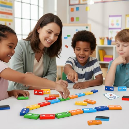 Simply Magic 112 PCS Magnetic Phonics Dominoes – Blends and Digraphs Games - Image 2