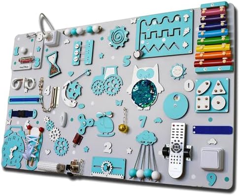Fidget busy board for toddler, baby sensory toy, gift for 1 2 3 year boy, personalised activity boards, Montessori busy board by EasyBusy