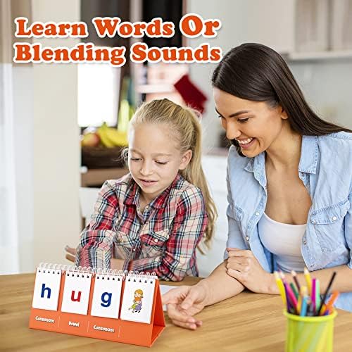 Aizweb CVC Word Builder,Phonics Games Flash Cards for Preschool Kindergarten Classroom,Montessori Special Education Reading Manipulative Spelling Toy for Learning Activity Teacher School Supplies - Image 5