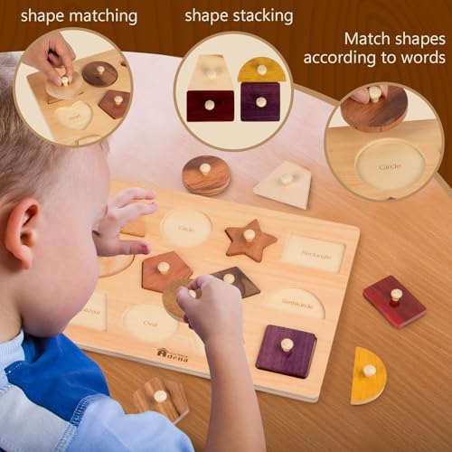 Adena Montessori 12-Piece Shape Peg Puzzle, 1-2y - Image 5