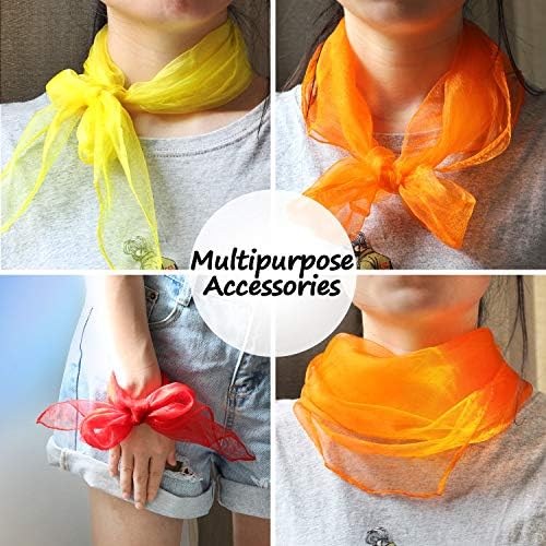 Novelty Place 12 Pcs Dance and Juggling Scarves - Silk Square Scarf with Hemmed Edges - Easy Clean Ideal Performance Props Accessories - 6 Colors(24" x 24") - Image 3
