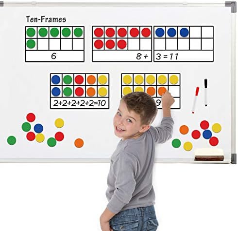 Torlam Magnetic Ten-Frame Set - Math Manipulative for Elementary - 5 Ten Frames & 55 Magnetic Counters for Kids, Kindergarten Math Games (Upgraded Version for Hand-held & 2 Black Pens) - Image 5