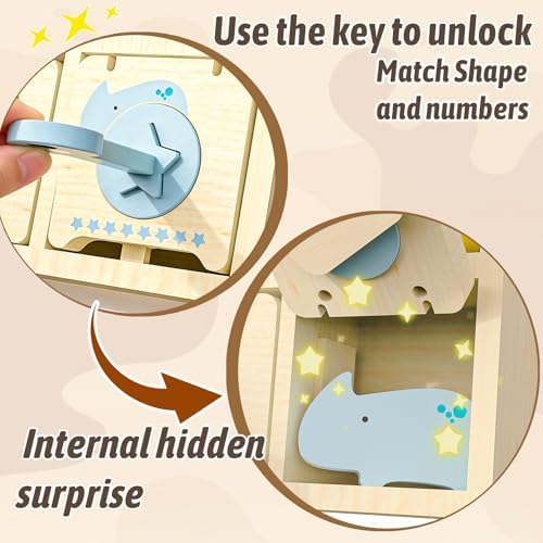 Montessori Toys for 2 Year Old|Wood Lock and Key Toy Fine Motor Skills Color Sorting Shapes Games for Toddlers 1-3|Preschool Learning Activities Birthday Gifts for 2 Year Old Girls and Boy - Image 3