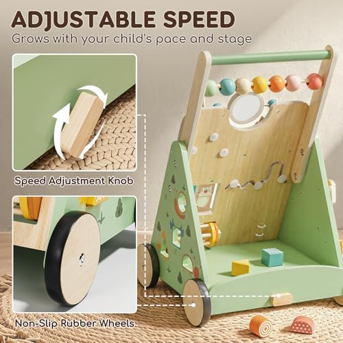 Lehoo Castle Wooden Baby Walker, Adjustable Speed Baby Push Walker - Image 3