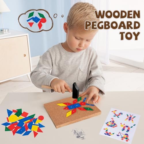 Adena Montessori Hammer & Nail Pegboard Toy, 4-6y - Image 2