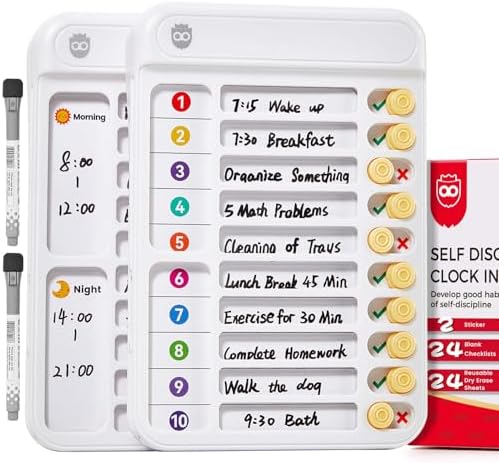 2 Pack Chores Chart for Kids Multiple Kids to Do List Board with Sliders by Home