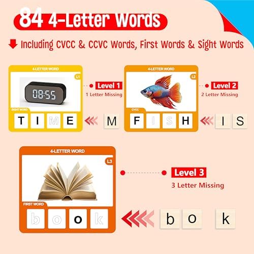 Word Spelling Game, 312 Wooden Letters Tiles & 300 Common Words for - CVC, CVCC, CCVC, Sight Word & First Word Learning, Montessori Early Educational Tool for Kids 4-9, Autistic Toys for Grades 1-3 - Image 5