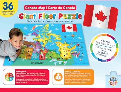 MasterPieces Educational - Canada Map 36 Piece Floor Puzzle - Jigsaw Puzzle with Vibrant Artwork and Durable Pieces - Fun Family Activity Brain Challenge and Educational Entertainment - Image 3