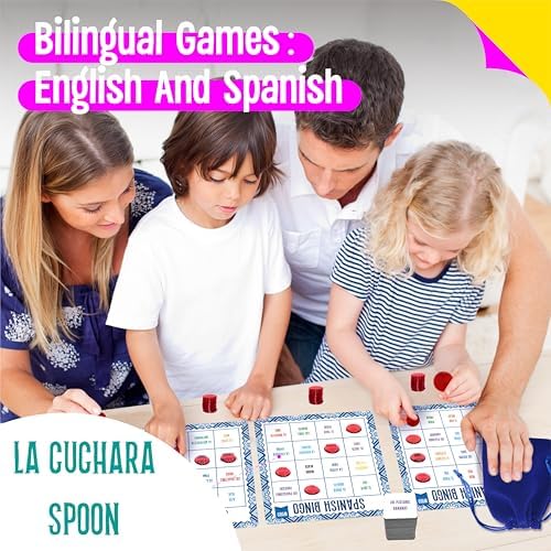 SpriteGru Spanish Bingo Game, 12 Vocabulary Bingo Board Game Bilingual Word Learning Educational Toys for Words Learning - Ages 5 and up (Up to 12 Players) - Image 5