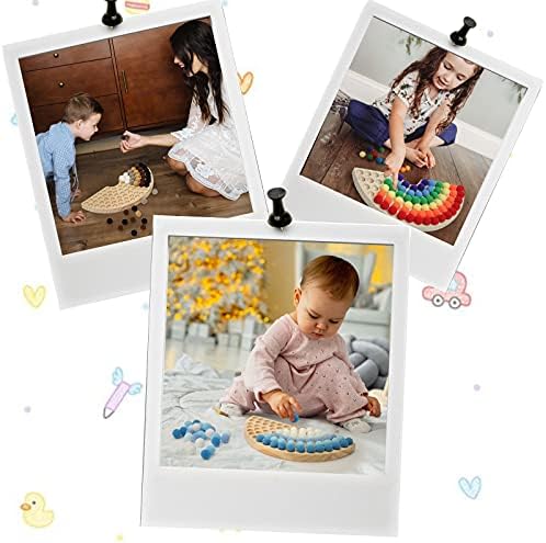 ibwaae Wooden Peg Board Beads Game Color Sorting Toys Counting Matching Game Bead Counting Fine Motor Skill Montessori Toys for Toddlers (Rainbow) - Image 4