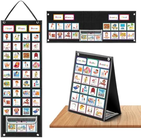 REGELETO X-Large Visual Schedule Chart for Students Chore with 92 Pieces Behavior Cards, Visual Behavioral Routine Chart for Students, Daily Schedule Board Learning Planners for Home School (X-Large) by REGELETO