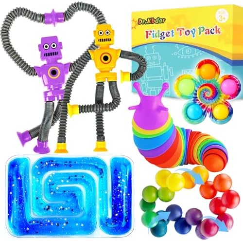 6Pack Sensory Autism Toys for Tollder Kids, Airplane Travel Road Trip Restaurant Toy for Age 3-5 5-7 Fidget Classroom Must Have Treasure Prize Autistic ADHD Easter Basket Stuffers Gifts by DrKbder