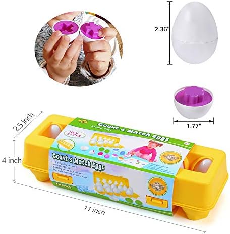 JUNBESTN Easter Matching Eggs Connect Eggs Parlour Games Toys Gifts for 2 3 Years Old Kids Toddler Baby Girls Boys Shape Color - Image 3