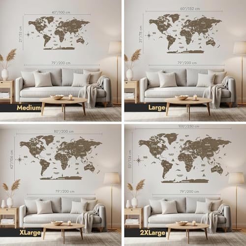 Colorfull Worlds, Multilayer 3D Wooden World Map, Travel Map States and Capitals, Wall Decor For New House, Gift For Travelers, Office Decor, Birthday Present, Living Room Decoration (XL, Betül) - Image 5