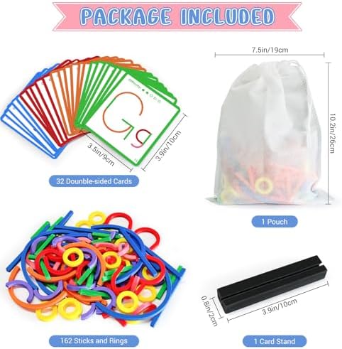 STEM Toys for Creative Learning Sticks & Rings Shape Building Blocks 160PCS Pattern Blocks Puzzle Educational Resources Montessori Toys for Preschool and Kindergarten Girls and Boys Ages 5+ - Image 2