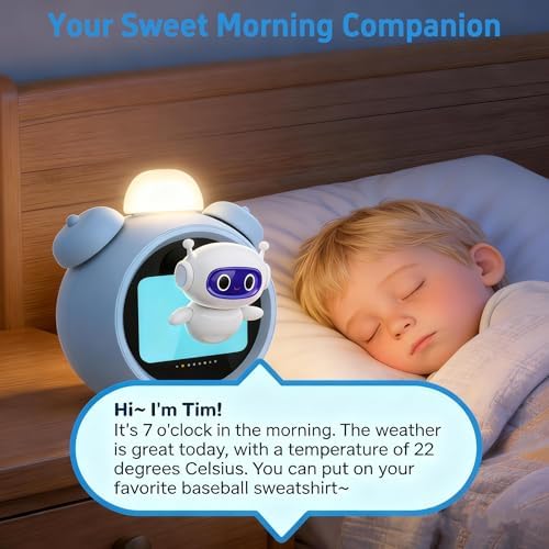 AI Kids Alarm Clock with Voice Control, Children's Focus Ready to Rise Sleep Trainer, AI Assistant Smart Clock, Sound Machine OK to Wake for Toddlers Kids, Digital Partner for Girls Boys - Image 2