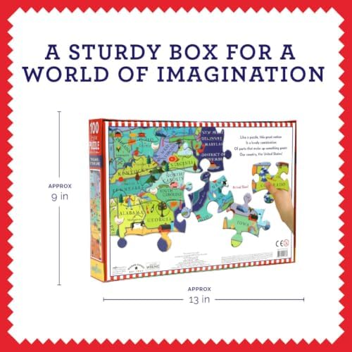 eeBoo This Land is Your Land 100 Piece Children's Puzzle, 27" x 18" USA Map - Image 6