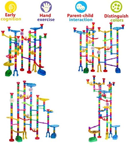Meland Marble Run Sets for Kids - 153Pcs Marble Race Track Maze Madness Game STEM Building Tower Toy for 4 5 6 + Year Old Boys Girls(113 Pcs + 30 Glass + 10 Led Lighted) - Image 6