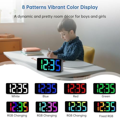 DreamSky Small Digital Alarm Clock for Bedroom, RGB Kids Alarm Clock Boys - Image 3