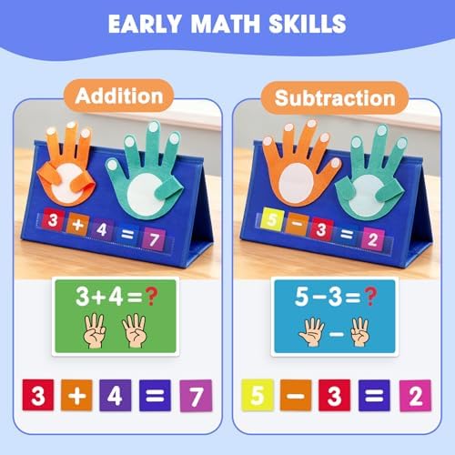 Auchq Preschool Learning Toys for Toddlers 3 4 5 Years Old, Montessori Educational Math Manipulates Number Counting Blocks for Kids, Finger Counting Math Desktop Toy for Boys Girls Birthday Gifts. - Image 3