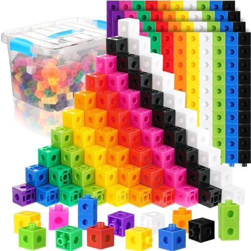 Jenaai 500 Pcs Linking Cubes with Storage Box, Colorful 2cm Math Counting Blocks, Stem Classroom Manipulatives, Back to School Gifts for Preschool Homeschool Teacher Kids(Blue) by Jenaai