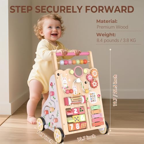 Wooden Baby Walker, Montessori Push Walker for Toddlers Learning Discovery - Image 6