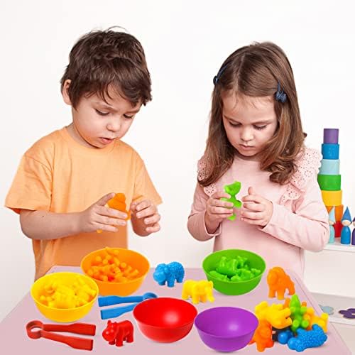 RAEQKS Counting Sorting Toys Matching Stacking Toys with Bowls Preschool Learning Activities Educational Sensory Game Montessori STEM Toy Daycare Sets Animals Gifts for Kids Boys Girls - Image 7