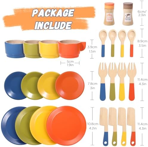 GAGAKU Wooden Play Food Sets for Kids Kitchen, Montessori Wooden Play Food Toys with Plates and Dishes for Toddler Boys & Girls Gifts - Image 5
