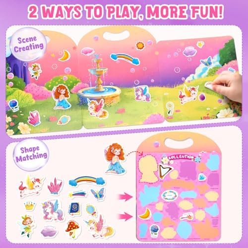 JoyCat Reusable Sticker Book Set for Kids, 3-Pack, Unicorn Fairy Mermaid - Image 4
