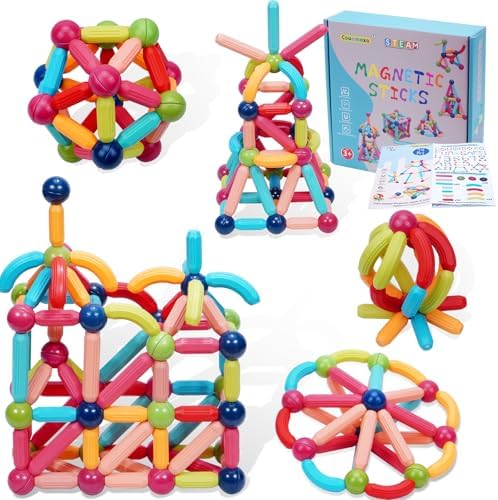 COUOMOXA Magnetic Building Blocks STEM for Toddlers: 74pcs Montessori Magnet Toys for 3 4 5 6 7 8+ Years Old Kids - Sensory Toys for Preschool Gifts-Starter Set - Birthday Gift for Boys Girls by Unknown