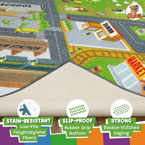 KC Cubs 5x7 Country Farm Construction Car Road Street Rug – Educational Carpet Play Mat for Kids, Toddlers, Nursery, Classroom, Playroom, Baby Daycare - Image 6