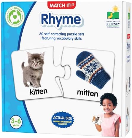 Learning Journey International Match It! - Rhyme - 30 Self-Correcting Rhyming Words with Matching Images for Emerging Readers, Multicolor by TheLearningJourney