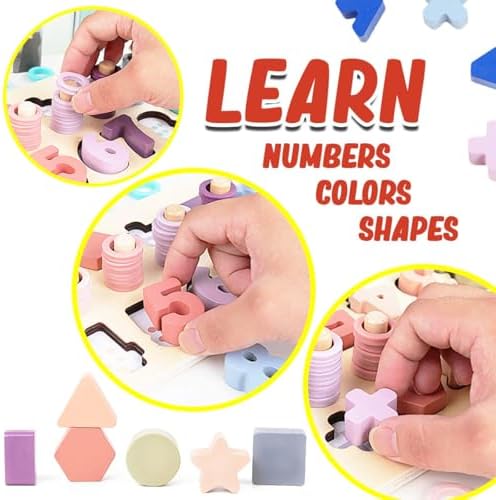 Educational Montessori Toys Wooden Puzzles Blocks Number Stacking - Image 2