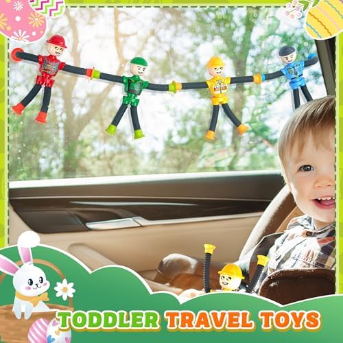 4Pcs Robot Sensory Travel Toys for Boy Toddlers Kids Year Old Ages 3 4 5 6 7 8 9, Airplane Travel Activities Suction Autistic Pop Tube Autism Fidget Toys Easter Basket Stuffer Valentine Gifts - Image 5