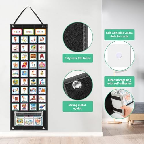 REGELETO X-Large Visual Schedule Chart for Students Chore with 92 Pieces Behavior Cards, Visual Behavioral Routine Chart for Students, Daily Schedule Board Learning Planners for Home School (X-Large) - Image 5
