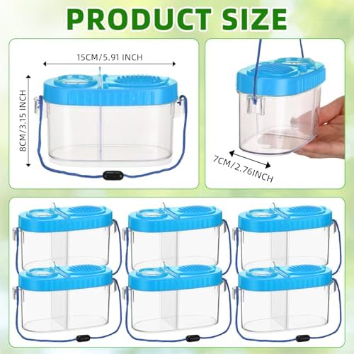 6 Pack Bug Catcher Kit for Kids Bulk Insect Habitat Viewer with Magnifying Glass Vents Portable Bug Collection Cage with Lanyard Nature Outdoor Explorer Set for Boys Girls Birthday Gift(Blue) - Image 2