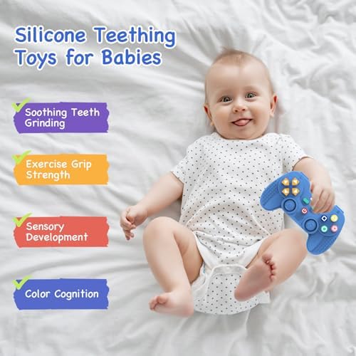 Hooku Silicone Teething Toys for Babies 0-6 Months, Teethers for Babies 6-12 Months, Remote Teether for Baby, Sensory Toys for Babies, Baby Chew Toys - Image 3