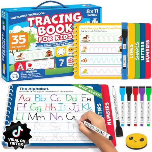 Tracing Books for Kids Ages 3-5 - Letter Tracing Activity Books for Kids Ages 3-5 - Preschool & Kindergarten Must Haves - Writing Practice & Learning Educational Toys for 3 Year Old by MomoNashi