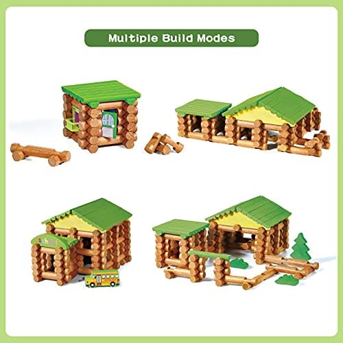 Wondertoys 269 Pieces Real Wood Logs Set Ages 3+, Classic Building Log Gift Set for Boys/Girls– Creative Construction Engineering - Top Blocks Game Kit - Preschool Education Toy - Image 3