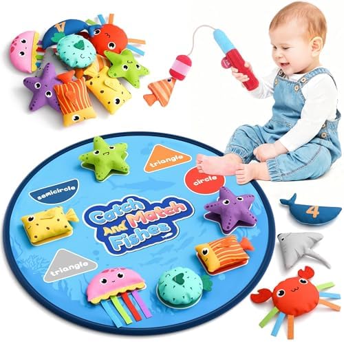 Coogam Montessori Toys for 1 2 3 Year Old, Cloth Fishing Game Toddlers Gift by Coogam