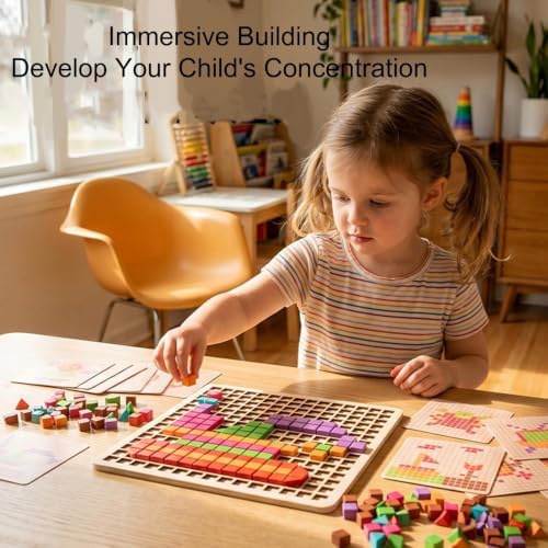 Pattern Blocks for Kids 210 Pieces Geometric Educational Toy with Teaching - Image 2
