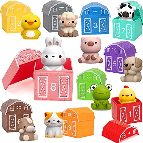 Learning Toys for 1,2,3 Year Old Toddlers, 20Pcs Farm Animals Toys Montessori Counting, Matching & Sorting Fine Motor Games, Christmas Birthday Easter Gift for Baby Boys Girls Age 12-18 Months by WelcometoAigybobo