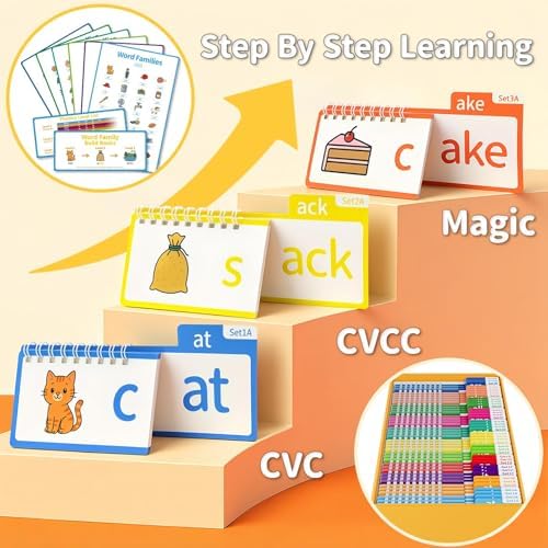 Phonics Flash Cards & Word Family Build Book Fun Kids Flip Books - Image 3