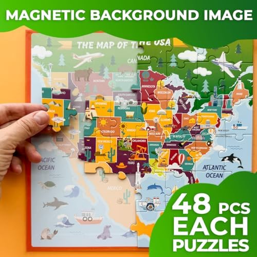 Magnetic Puzzles for Toddlers 3-5 - 2x48 Pieces Travel Games Ages 4-8 - Image 3