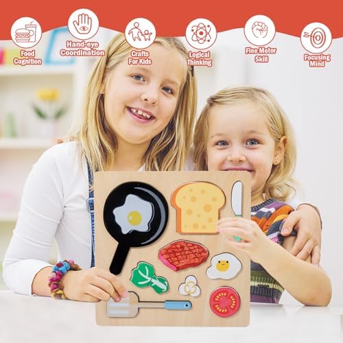 Adena Montessori Wooden Play Food Set, 3+ - Image 4