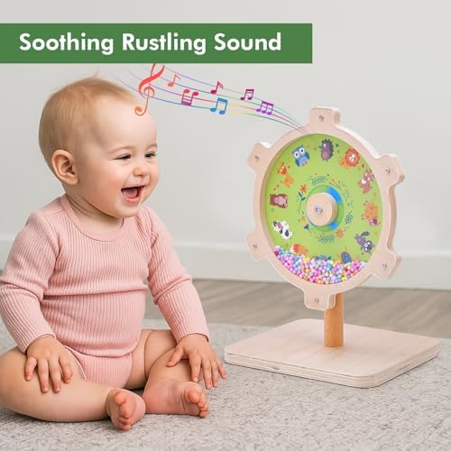 Spinning Activity Drum Toy with Sound, Montessori Wooden Sensory Toy for Babies, Perfect Birthday & Party Gift for 6-18 Months+ - Image 5