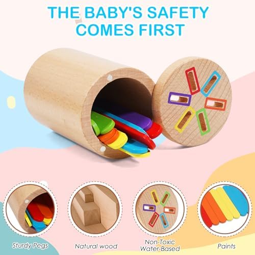Montessori Toys for Toddler, Fine Motor Skills Toys Wooden Color Sorting Stacking Toy for Boys Girls Educational Gift for Kids Birthday - Image 4